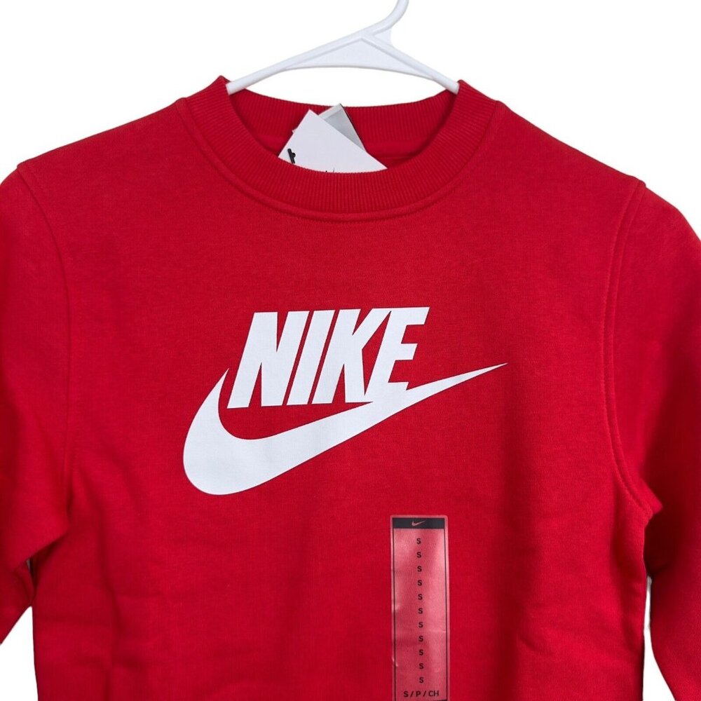 Nike Kids Small Red Sweatshirt Long Sleeve Logo Classic Standard Print -NEW - Picture 10 of 10